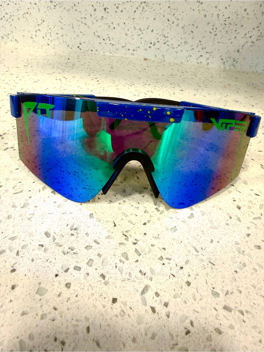 Pit Viper Blue Green Mirrored Shield Sunglasses